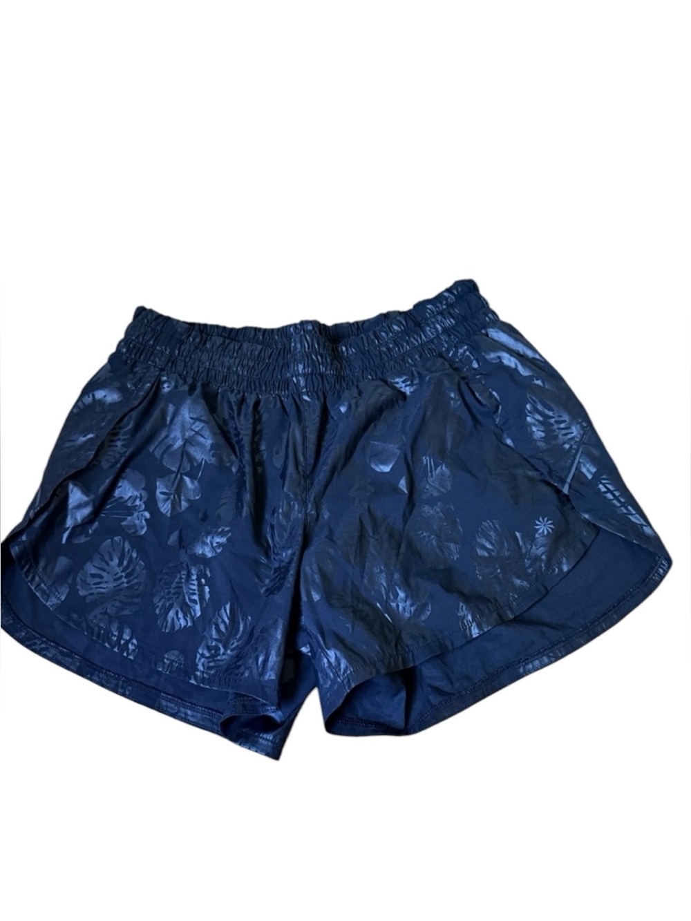 Athleta Black Floral-Print Athletic Running Shorts